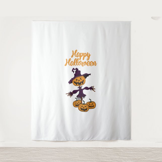 Happy Halloween Scarecrow Tapestry (Front)