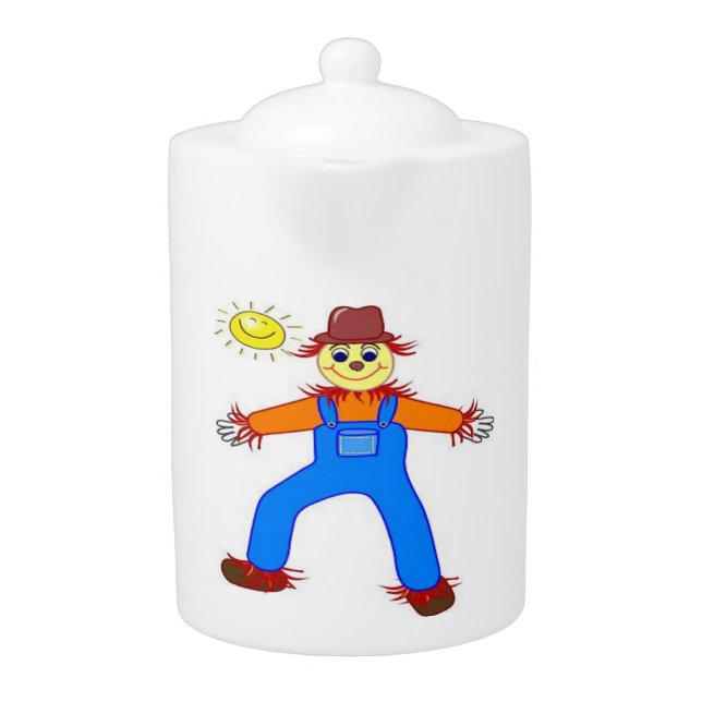 "HAPPY HALLOWEEN" SCARECROW TEAPOT (Front)