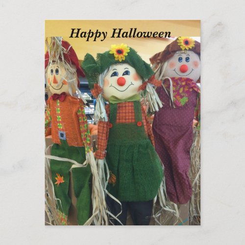 Happy Halloween Scarecrows Postcard