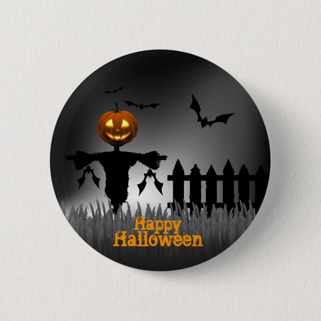 Happy Halloween - Scarecrrow Lantern Button (Front)