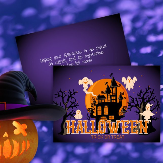 Happy Halloween Scary Castle Ghosts and Moon Card (Creator Uploaded)