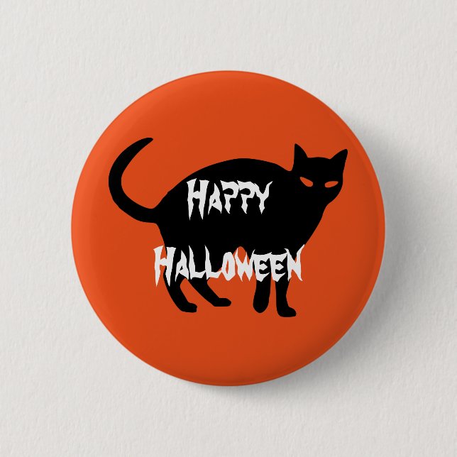 Happy Halloween Scary Cat Button (Front)