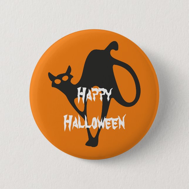 Happy Halloween Scary Cat Button (Front)