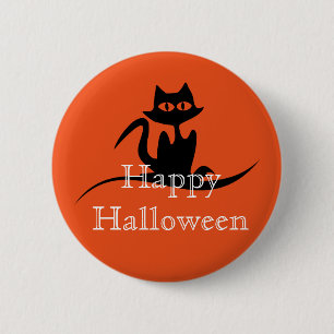 Happy Halloween Scary Cat Button