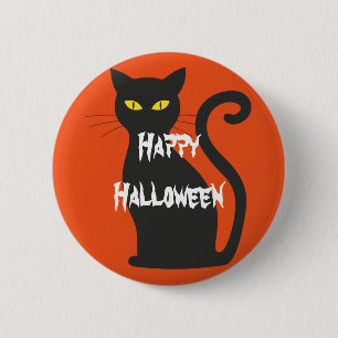 Happy Halloween Scary Cat Button