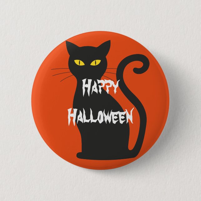 Happy Halloween Scary Cat Button (Front)