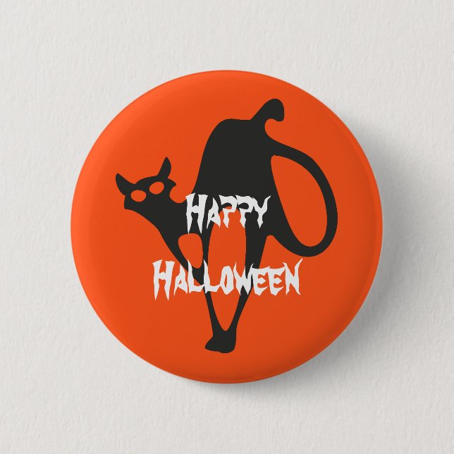 Happy Halloween Scary Cat Button (Front)