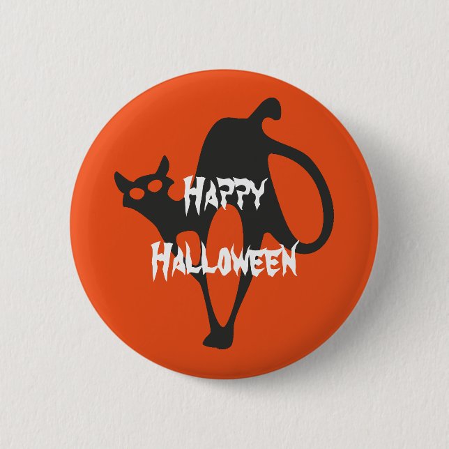 Happy Halloween Scary Cat Button (Front)