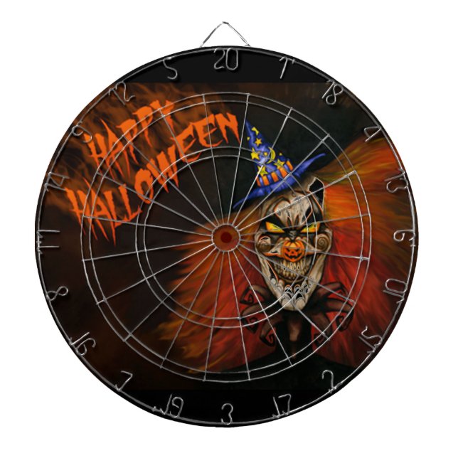 Happy Halloween Scary Clown Dart Board (Front)