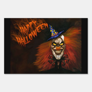 Happy Halloween Scary Clown Yard Sign