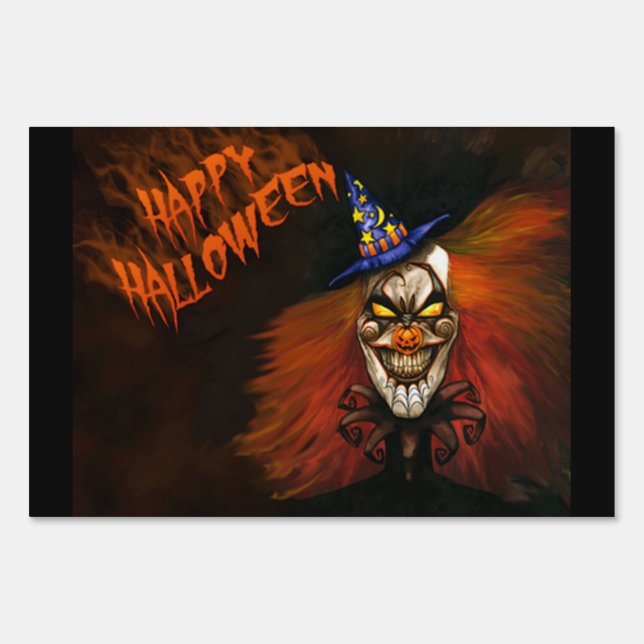 Happy Halloween Scary Clown Yard Sign (Front)