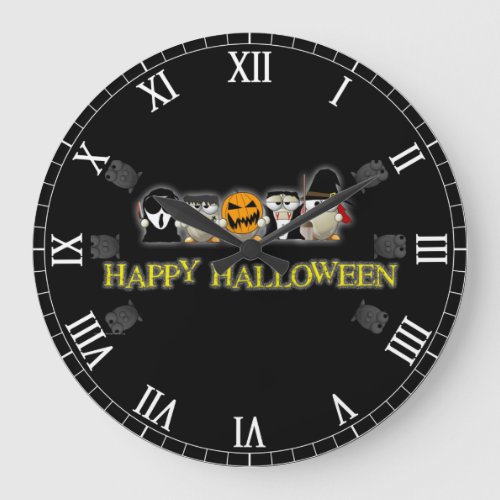 Happy Halloween Scary Friends Large Clock
