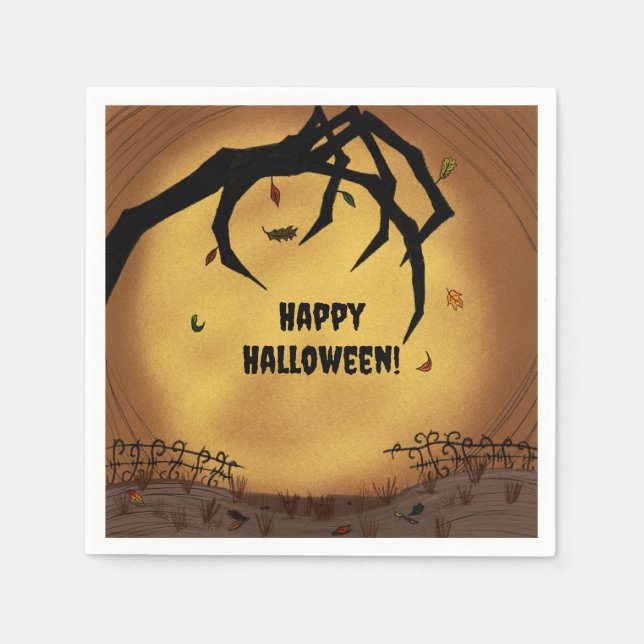 Happy Halloween Scary Hand Napkins (Front)