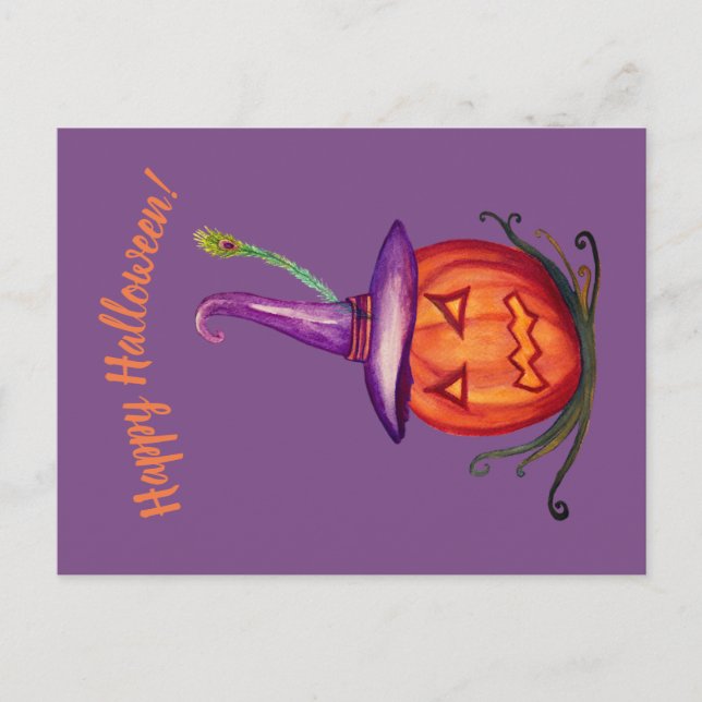 Happy Halloween Scary Lantern Postcard (Front)
