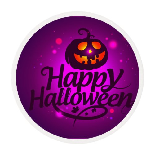 Happy Halloween Scary Pumpkin Edible Frosting Rounds