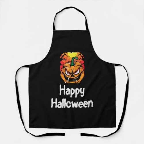 Happy Halloween Scary Pumpkin Face Halloween Apron