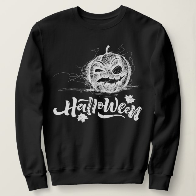 Happy Halloween Scary pumpkin Face  Sweatshirt (Design Front)