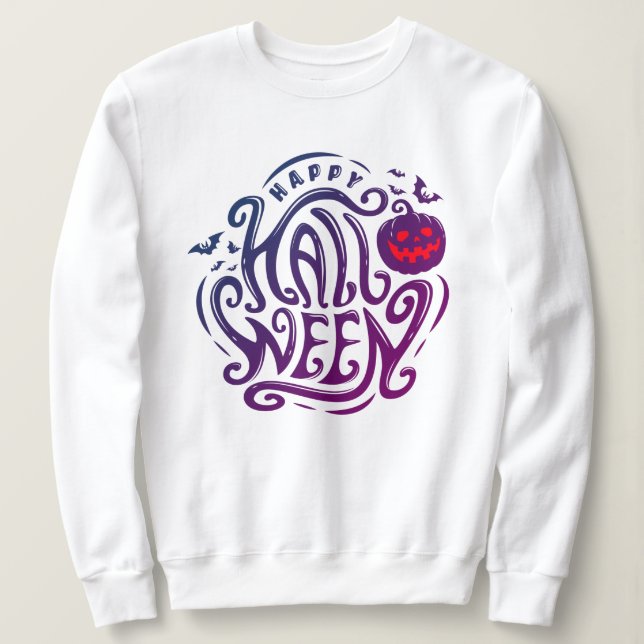 Happy Halloween Scary pumpkin Face  Sweatshirt (Design Front)