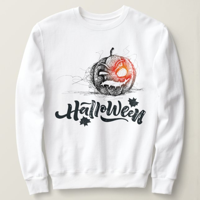 Happy Halloween Scary pumpkin Face  Sweatshirt (Design Front)