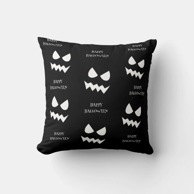Happy Halloween Scary Pumpkin Ghost Face  Throw Pillow (Front)