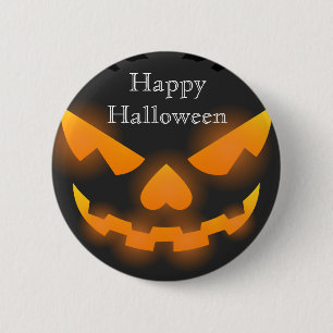 Happy Halloween Scary Pumpkin Pinback Button