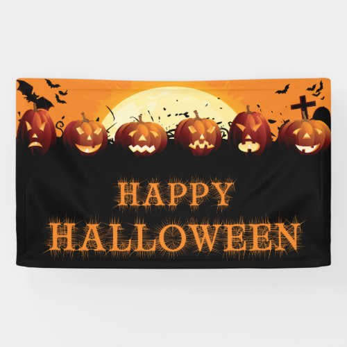 Happy Halloween Scary Pumpkins Banner