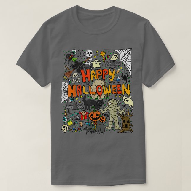 Happy Halloween Scary Retro Boys Girls Kids  T-Shirt (Design Front)