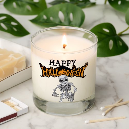 Happy Halloween Scary Skeleton Custom Scented Candle