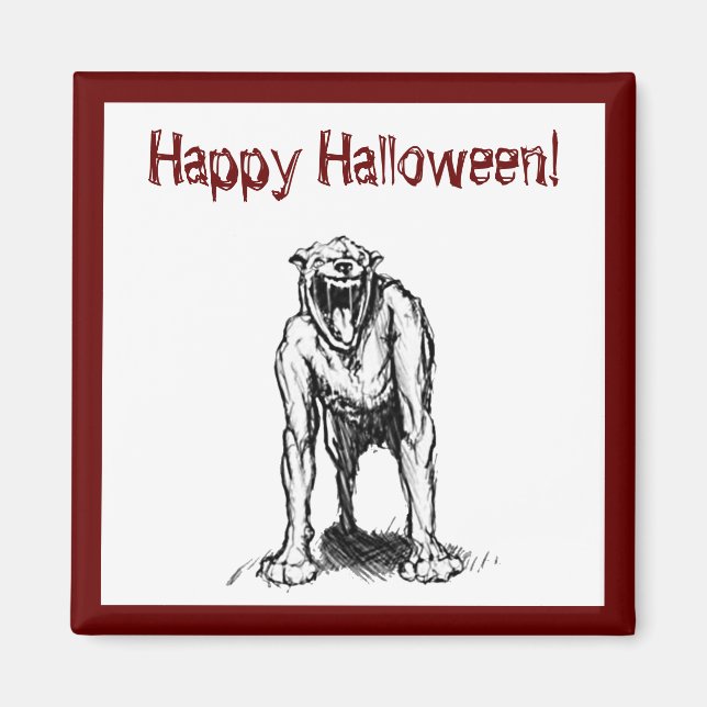 Happy Halloween Scary Spooky Demon Hell Dog Magnet (Front)