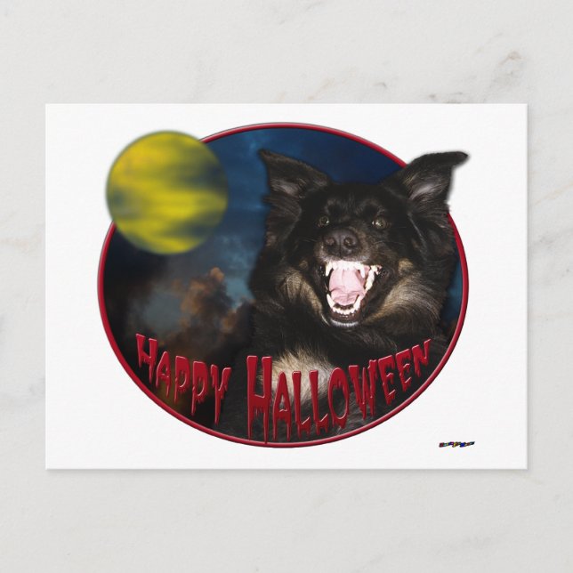Happy Halloween Scary Wolf Postcard (Front)