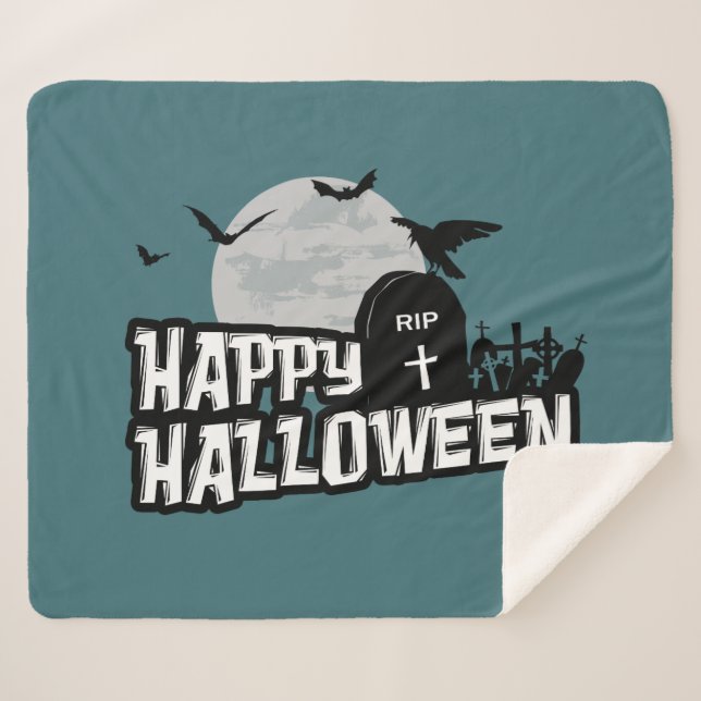 Happy Halloween Sherpa Blanket (Front (Horizontal))