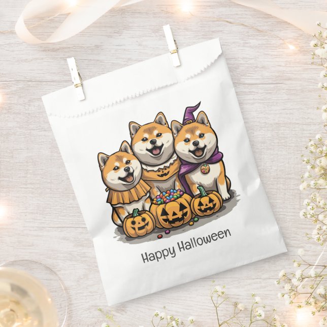 Happy Halloween Shiba Inu Dogs Favor Bag (Clipped)