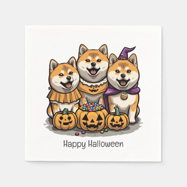 Happy Halloween Shiba Inu Dogs Napkins (Front)