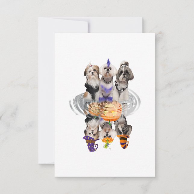 Happy Halloween Shih Tzu Dog Scary Pumpkin Gift RSVP Card (Front)