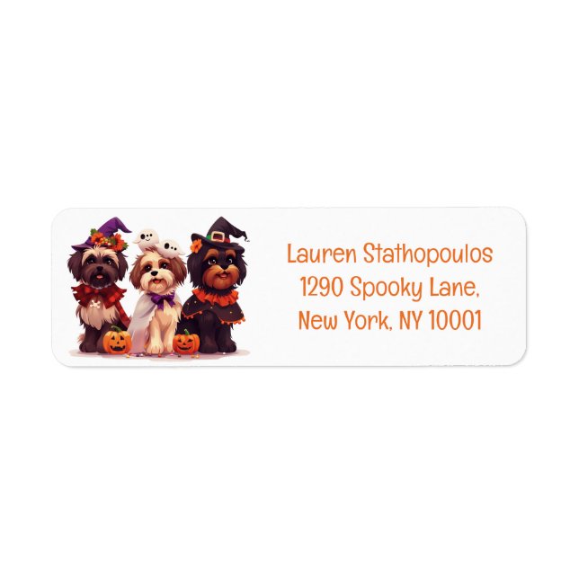 Happy Halloween Shih Tzu Dogs Label (Front)