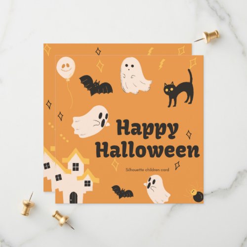 Happy halloween silhouette children card