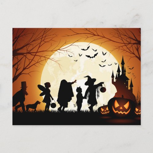 Happy Halloween Silhouette Children Postcard