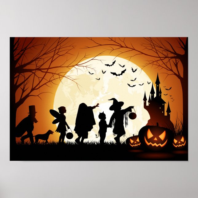 Happy Halloween Silhouette Children Poster (Front)