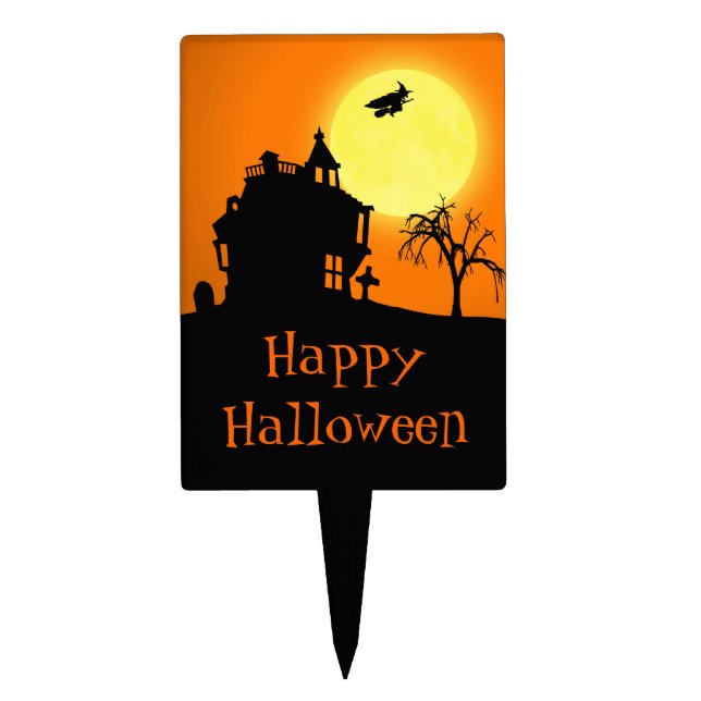 Happy Halloween Silhouette Landscape Cake Topper (Front)