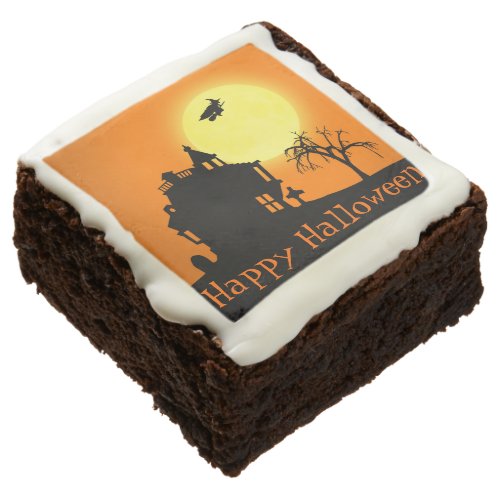 Happy Halloween Silhouette Landscape Chocolate Brownie