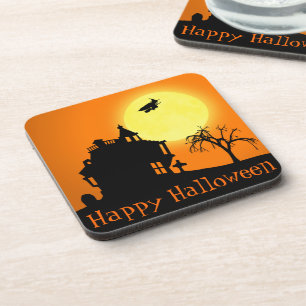 Happy Halloween Silhouette Landscape Drink Coaster