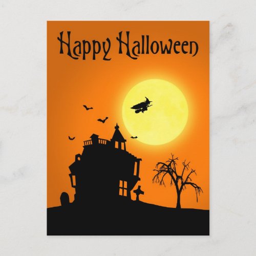 Happy Halloween Silhouette Landscape Postcard