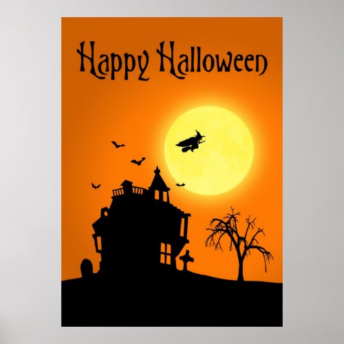 Happy Halloween Silhouette Landscape Poster