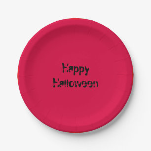 Happy Halloween Simple Niece Solid Red Paper Plates