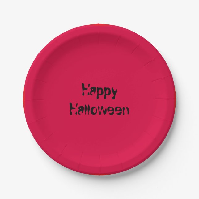 Happy Halloween Simple Niece Solid Red Paper Plates (Front)
