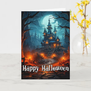 Happy Halloween Sinister Old Haunted Mansion Card