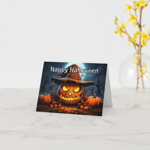 Happy Halloween   Sinister Pumpkin Illustration Card