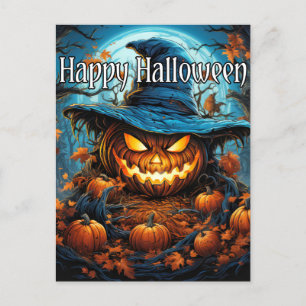 Happy Halloween   Sinister Pumpkin Postcard