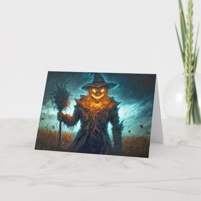 Happy Halloween Sinister Scarecrow Card (Front)