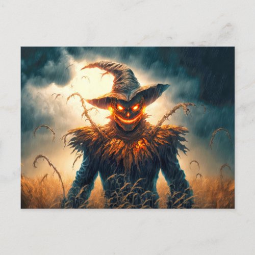 Happy Halloween  Sinister Scarecrow Postcard